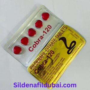 Cobra 120 mg sildenafil citrate tablets blister packs with red pills and packaging
